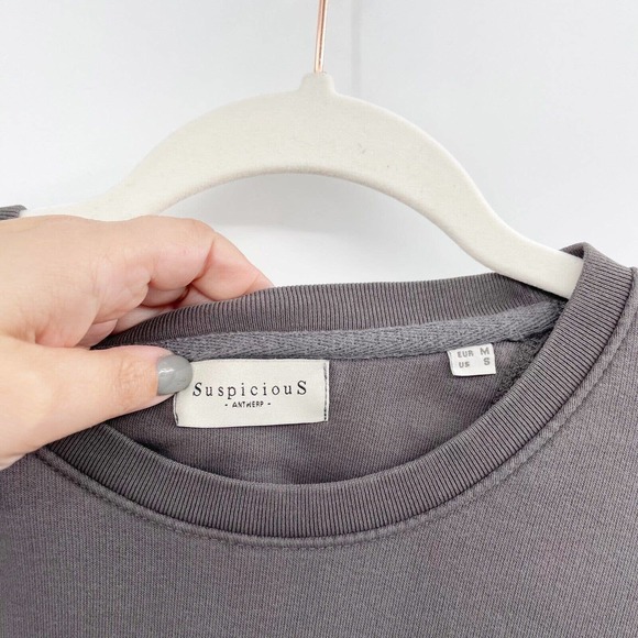 Suspicious Antwerp Crewneck Sweatshirt Gray Size S Pullover Long Sleeve Skull - Picture 5 of 8